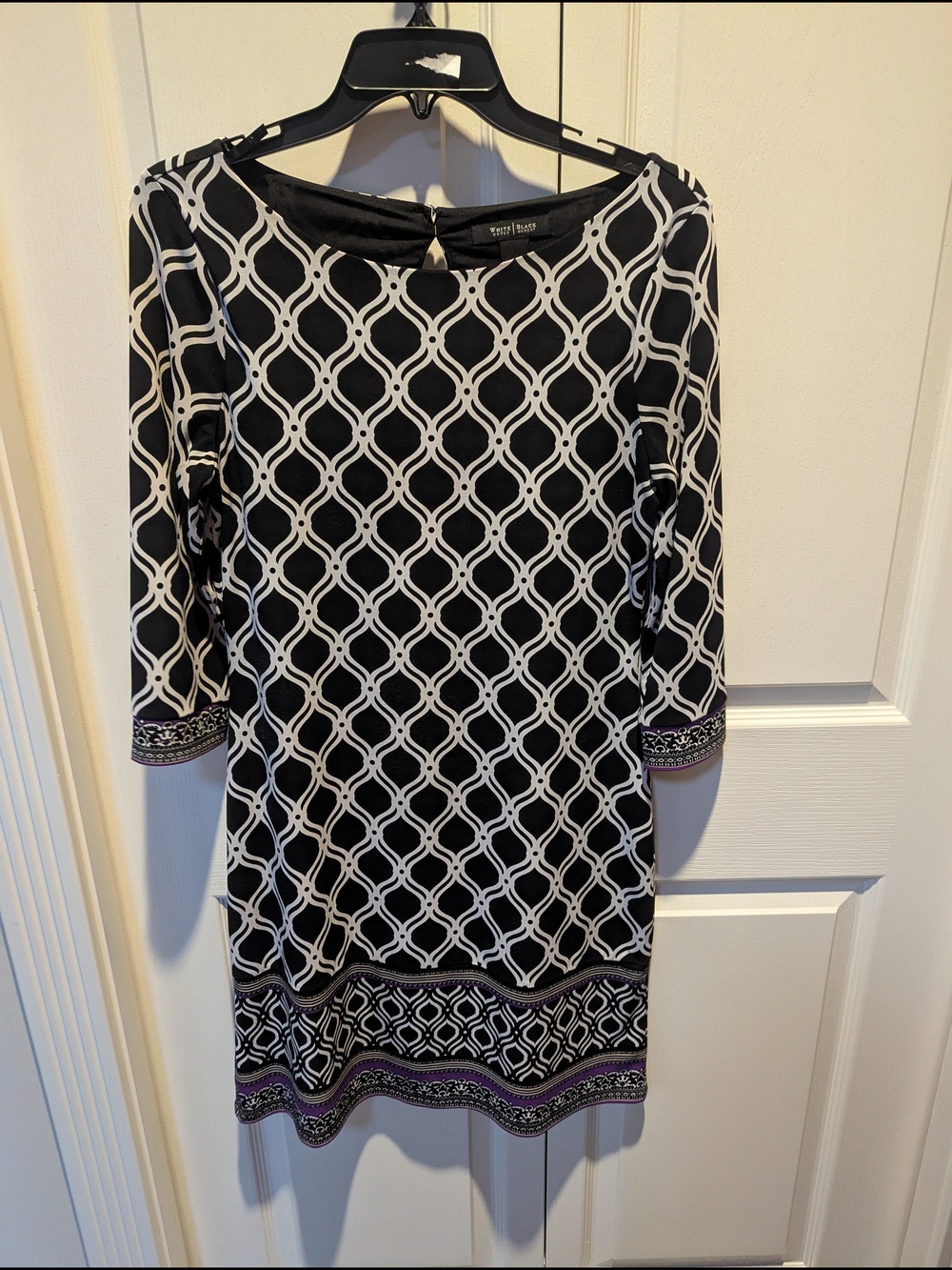White House Black Market Black & White Geometric Midi Dress